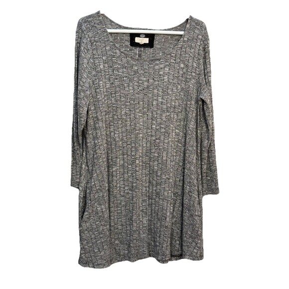 CUPIO Tunic Dress GREY Heather Stretch Rayon Polyester Side Pockets Tee Top XL - Picture 1 of 6
